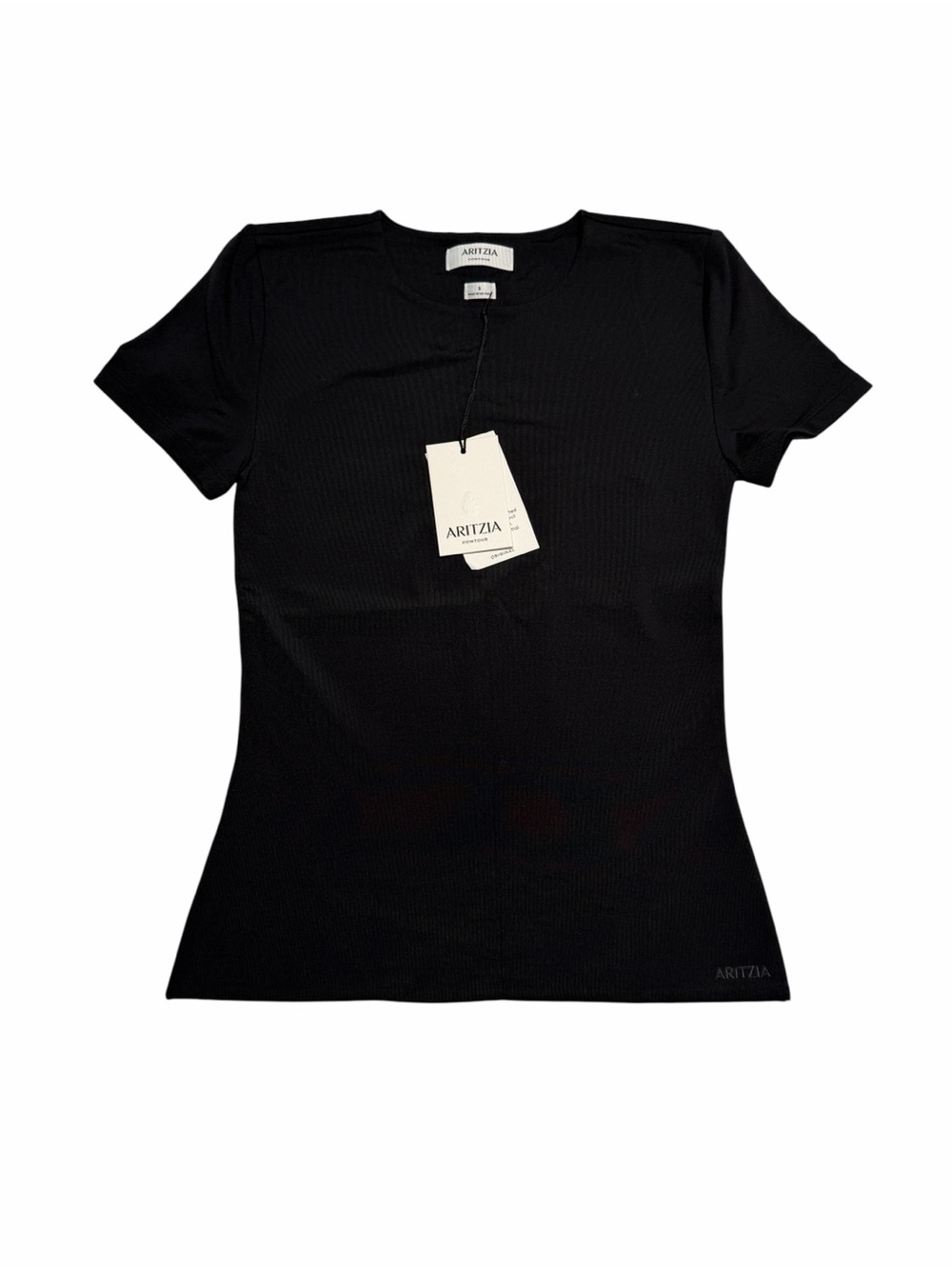 Aritzia Black Contour Crew Hip Short Sleeve Shirt Women's Small NEW